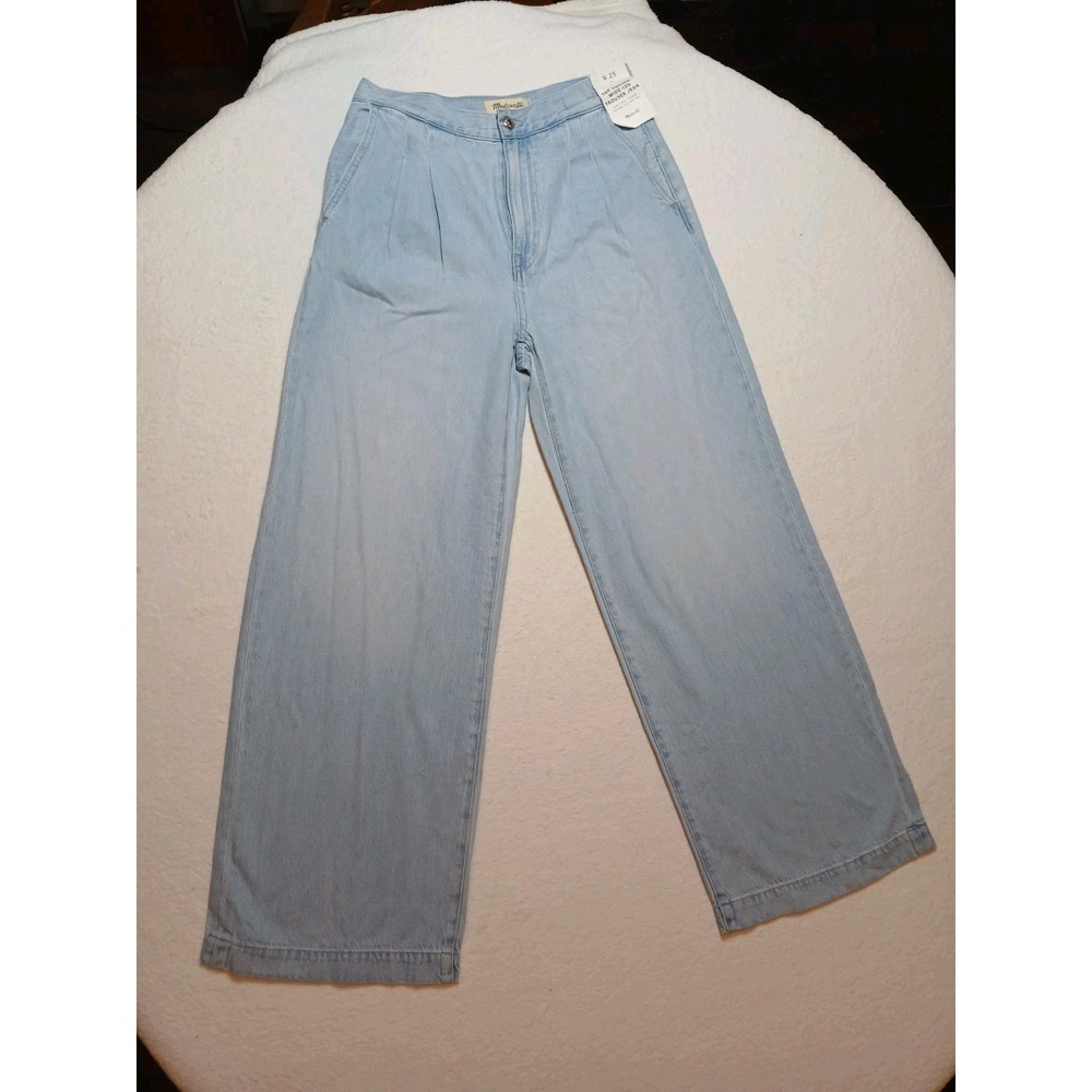 Madewell The Harlow Wide Leg Jeans NWT 25 Airy Denim Pleated High Rise NU033